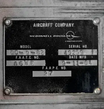 Aircraft data plates
